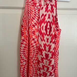 Skies Are Blue- Red and Orange Patterned Blouse